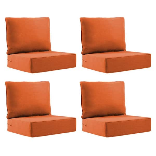 22 in. x 24 in. x 6 in. 8-Piece Olefin Deep Thick Seating Outdoor Lounge Chair Sofa Replacement Cushion Set in Orange
