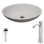 Maine Series 1-Piece Man Made Stone Vessel Sink in Matte White with Harmony Faucet in Brushed Nickel