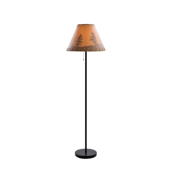 Catalina Lighting Lodge 58 in. Dark Bronze 1-Light Standard Floor Lamp with Paper Empire Shade