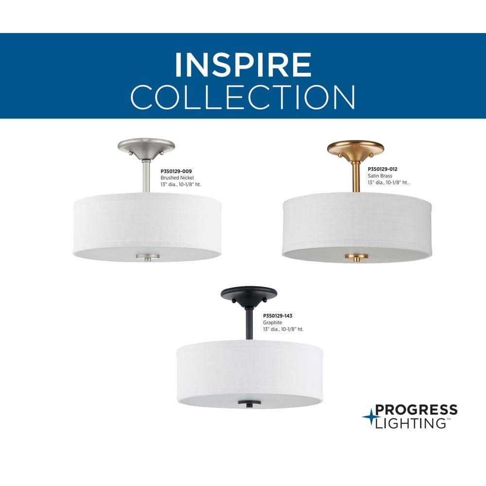 Inspire 13'' Graphite Finish Semi-Flush Light with Summer Linen Shade