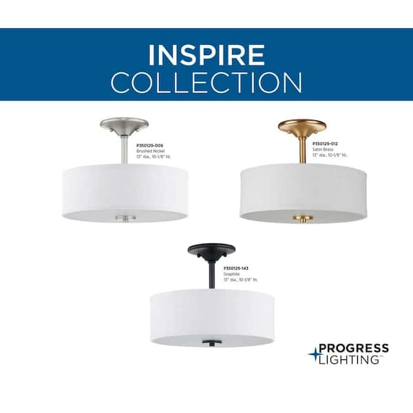 Inspire Collection 2-Light Graphite Semi-Flush Mount