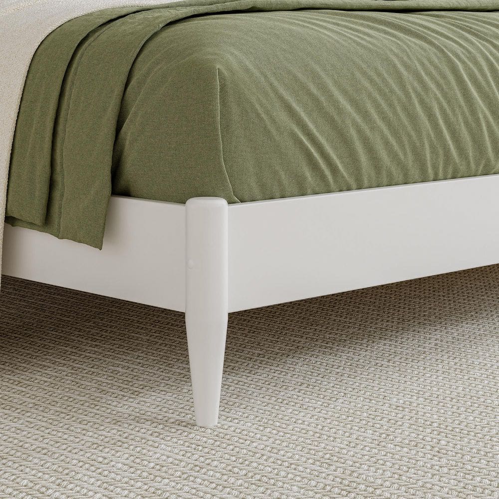 Orleans White Solid Wood Queen Sleigh Platform Bed with Slatted Headboard