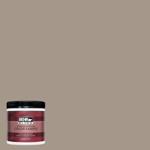 BEHR ULTRA 8 oz. #UL140-7 Studio Taupe Matte Interior/Exterior Paint and Primer in One Sample