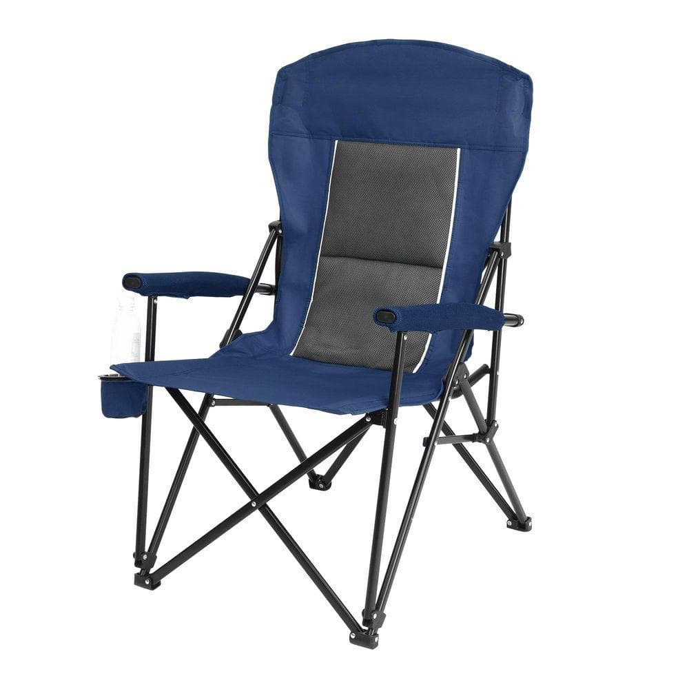 Cesicia Blue Steel Lawn Chair Set Adjustable Folding Beach Chair