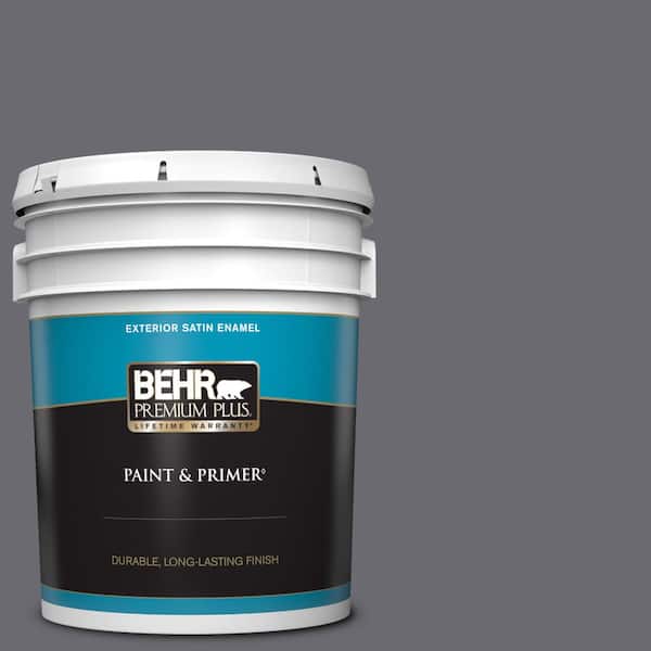 BEHR PREMIUM PLUS 5 gal. #T16-15 Charcoal Plum Satin Enamel Exterior Paint & Primer