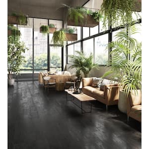 Yakedo Black 7.76 in. x 46.89 in. Matte Porcelain Wood Look Floor and Wall Tile (10.18 sq. ft./Case)
