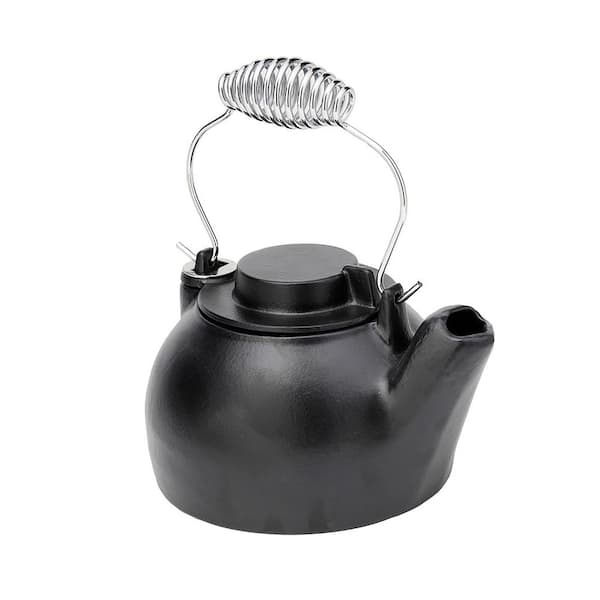 Enameled Humidifying Kettle, 9.25 Inch Tall, Blue and Black