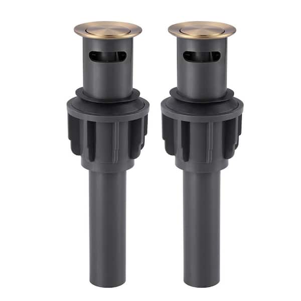 (2-Pack) Bathroom Sink Pop Up Drain With Overflow in Brushed Gold