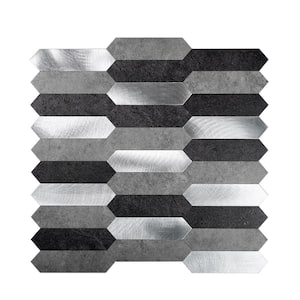 Mix Picket Grey 12 in. x 12 in. Honed Metal Peel and Stick Backsplash Tile for Kitchen and Bathroom (10 sq. ft./Case)