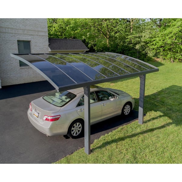 Arizona Breeze 10 ft. x 16 ft. Gray Single Slope Cantilever Metal Carport with Solid Roof Panels