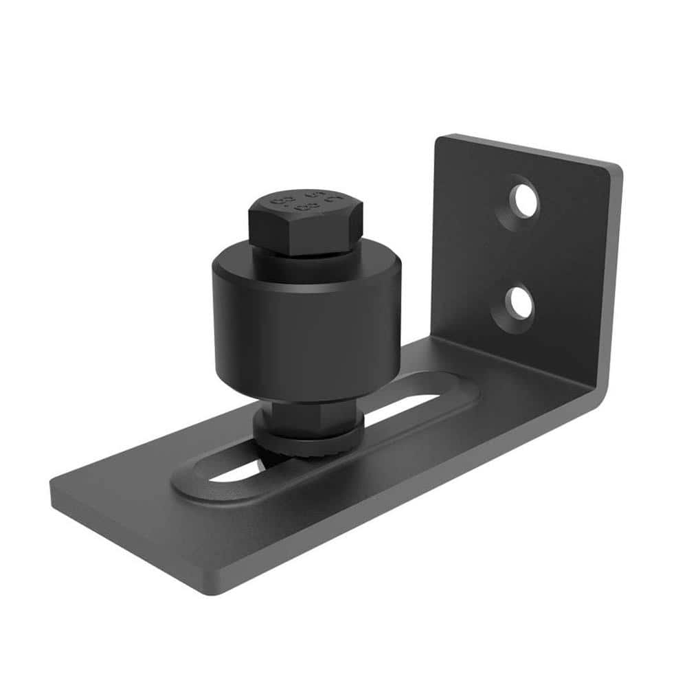 3.66 in. Black Steel Adjustable Heavy-Duty Sliding Barn Door Floor Guide Ha