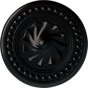 15-3/4" x 2" Foster Shell Urethane Ceiling Medallion (Fits Canopies upto 9-5/8"), Hand-Painted Jet Black