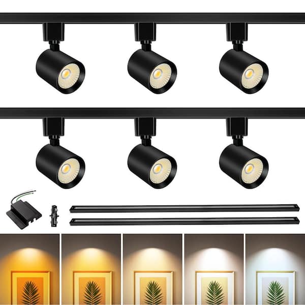 6ft. 6-Light Black Integrated LED Ceiling Mounted Hardwired Track Lighting Kit With Cylinder Rotatable Heads for Kitchen