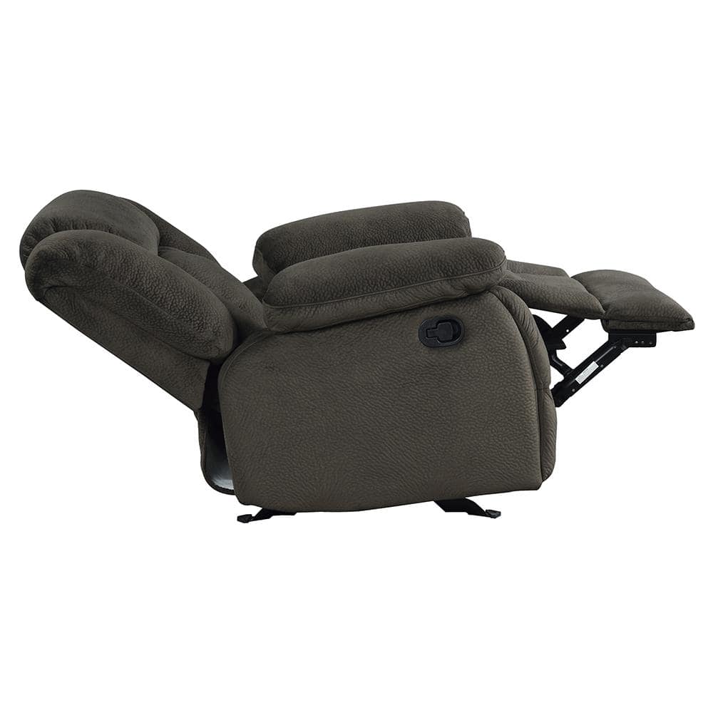Contemporary Chocolate Microfiber Glider Recliner with Manufactured Wood