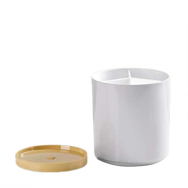 Porcelain Like White Melamine Kitchen Utensil Holder with 360° Rotating Detachable Base and 3 Compartments Extra Large