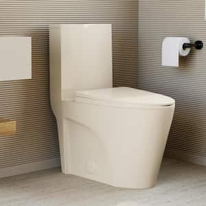 St. Tropez 1-Piece 1.1/1.6 GPF Dual Flush Elongated Toilet in Bisque Seat Included