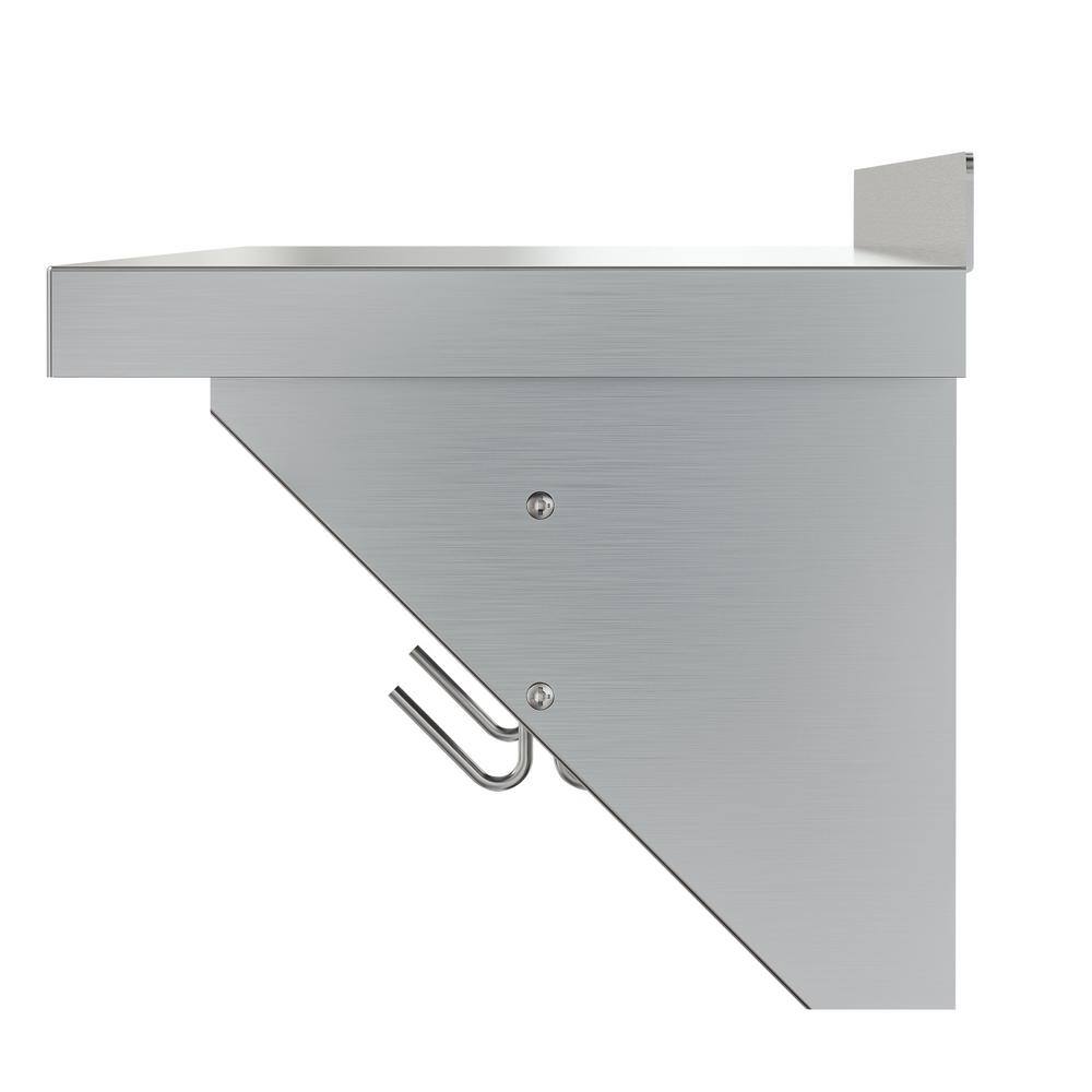 Heavy Duty Stainless Steel Wall Shelf with Pot Rack
