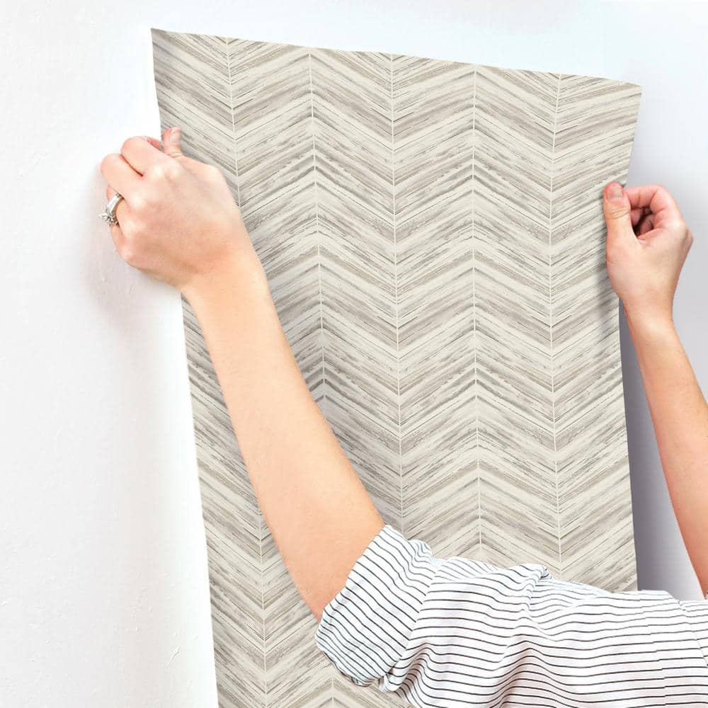 Cream Chevron Pre-pasted Washable Wallpaper Roll