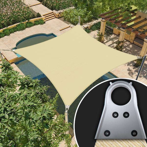 12 ft. x 16 ft. Rectangle Super Ring Sunshade Sail 260 GSM Heavy Duty - Beige