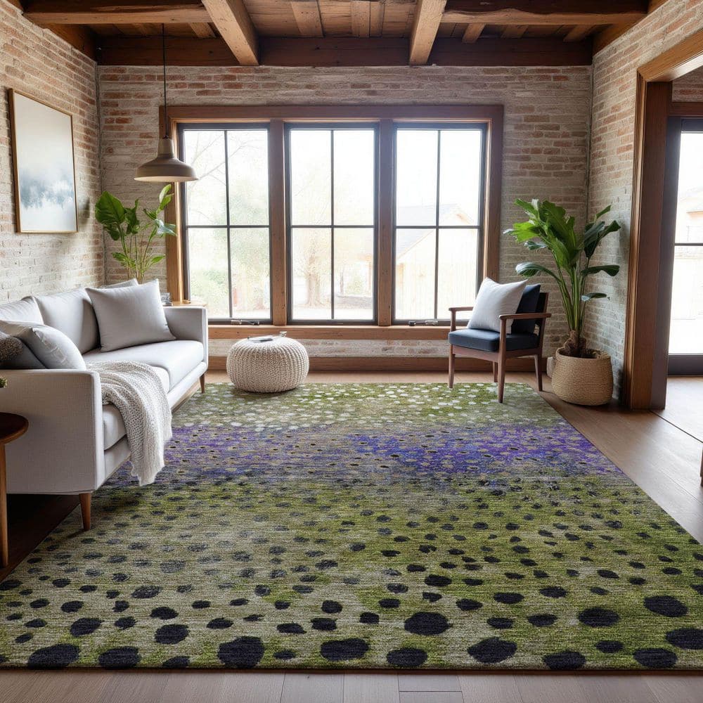 Mayfield Premium Machine Washable Abstract AMF1074 Green 9 ft. x 12 ft. Area Rug price history on PriceWatchPro