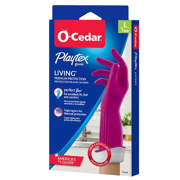 O-Cedar Playtex Living Fuschia Latex/Neoprene/Nitrile Gloves, Medium (1-Pair)