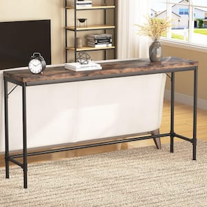 Catalin 70.8 in Brown 37.4 in Standard Rectangle Engineered Wood Console Table Sofa Table for Living Room