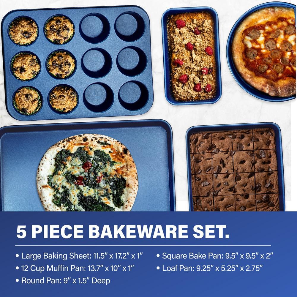 Granite Blue 15-Piece Nonstick Aluminum Cookware Set