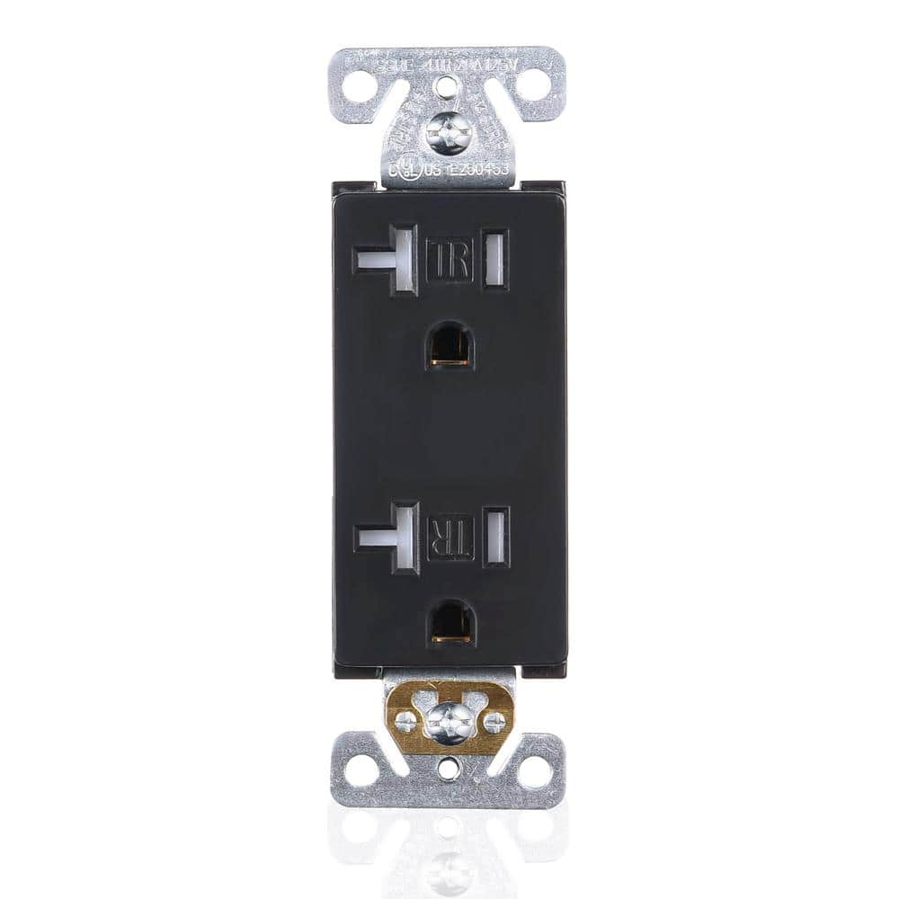 Black Tamper-Resistant Duplex Outlet with Wall Plate