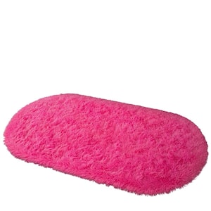 Hot-pink 2.6 ft. x 5.3 ft. Oval Fluffy Ultra Soft Carpet Area Rug