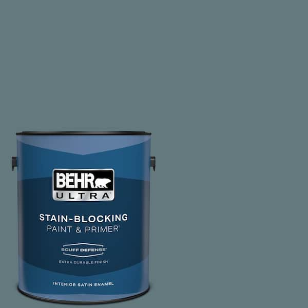 BEHR ULTRA 1 gal. #BXC-81 Crater Lake Extra Durable Satin Enamel Interior Paint & Primer