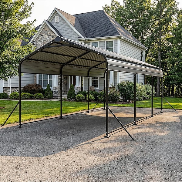 Nuu Garden 10 ft. W x 15 ft. D Metal Carport with Enhanced Base