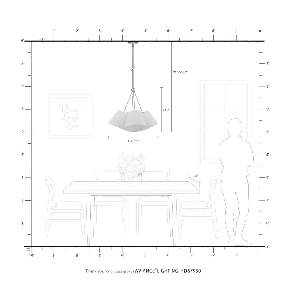 Prato Modern 4-Light Chandelier with Oatmeal Fabric Shade
