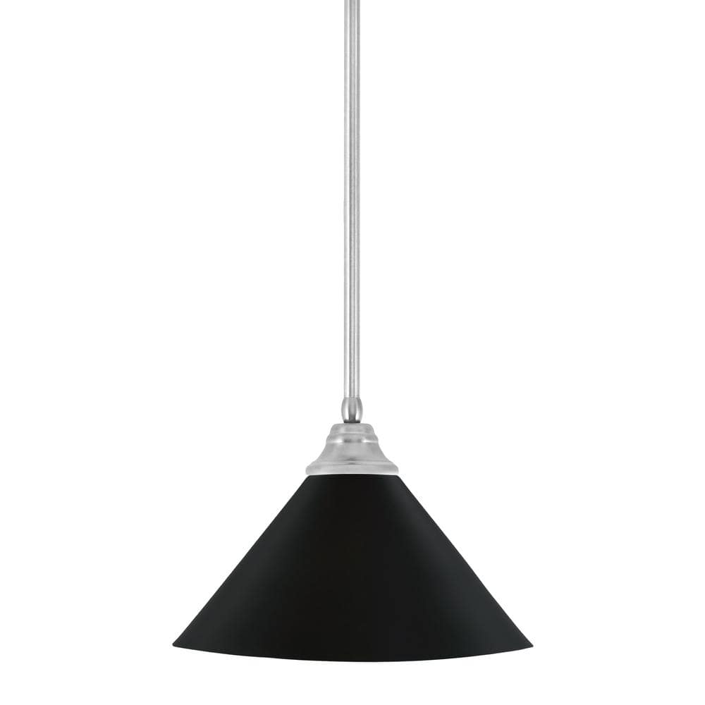 Sparta 100-Watt 1 Light Brushed Nickel Shaded Pendant Light with 14 in. Mat