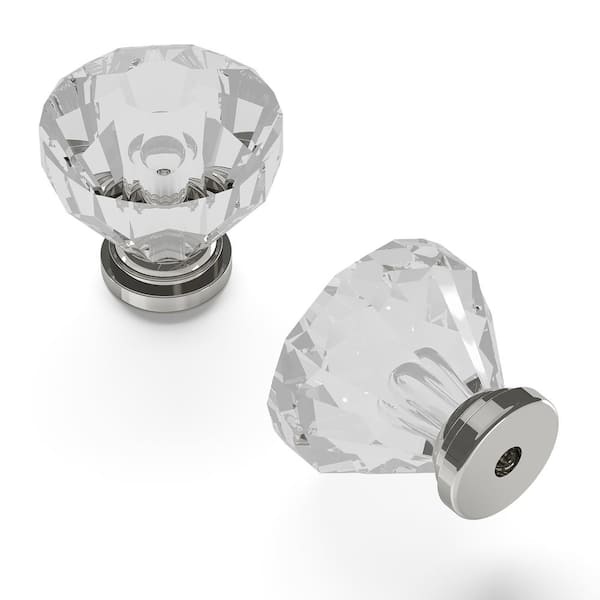 HICKORY HARDWARE Crystal Palace 1-1/4 in. Dia Crysacrylic with Polished Nickel Finish Cabinet Knob (10-Pack)