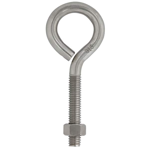 5/16 in.-18 tpi x 3-1/4 in. Stainless Steel Eye Bolt with Hex Nut (10-Pack)