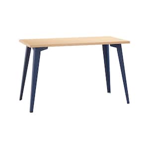 Mid Century Modern Desk, 48 in. W, Rectangle Desk, Navy / Platinum Oak