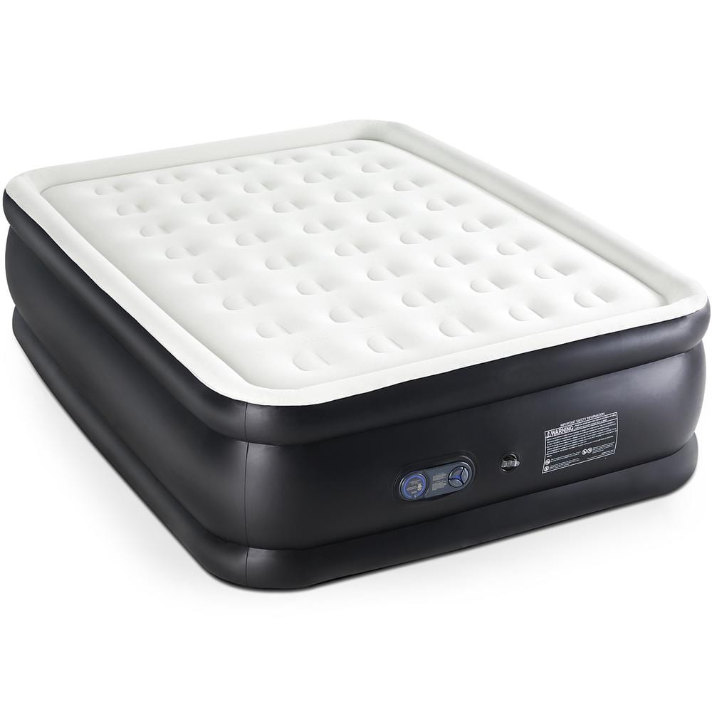 Comfort 18 in. Queen Inflatable Air Mattress Topper, with Built-in Pump Lig