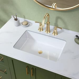 24 in . Rectangular Undermount Bathroom Sink Vitreous China Vessel Vanity Lavatory Sink Basin in White with Overflow