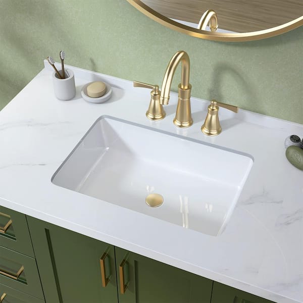 NTQ 24 in. Rectangular Undermount Bathroom Sink Vitreous China Vessel Vanity Lavatory Sink Basin in White with Overflow