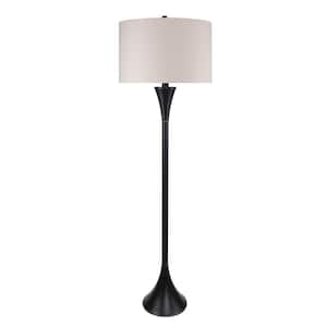 65 in. Oil Rubbed Bronze Floor Lamp with Slim-Line Tapered Body Design and Oatmeal Linen Drum Shade