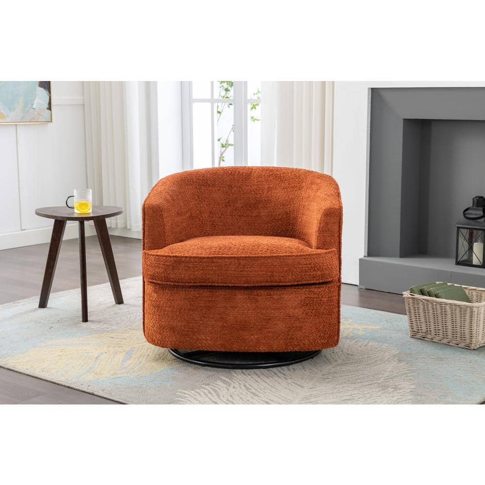 HOMEFUN Modern Comfy Orange Chenille Swivel Barrel Chair HFHDSN-638OG ...