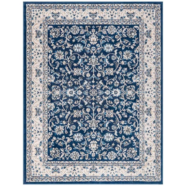 Madison Floral Dark Blue 9 ft. x 13 ft. Indoor Area Rug