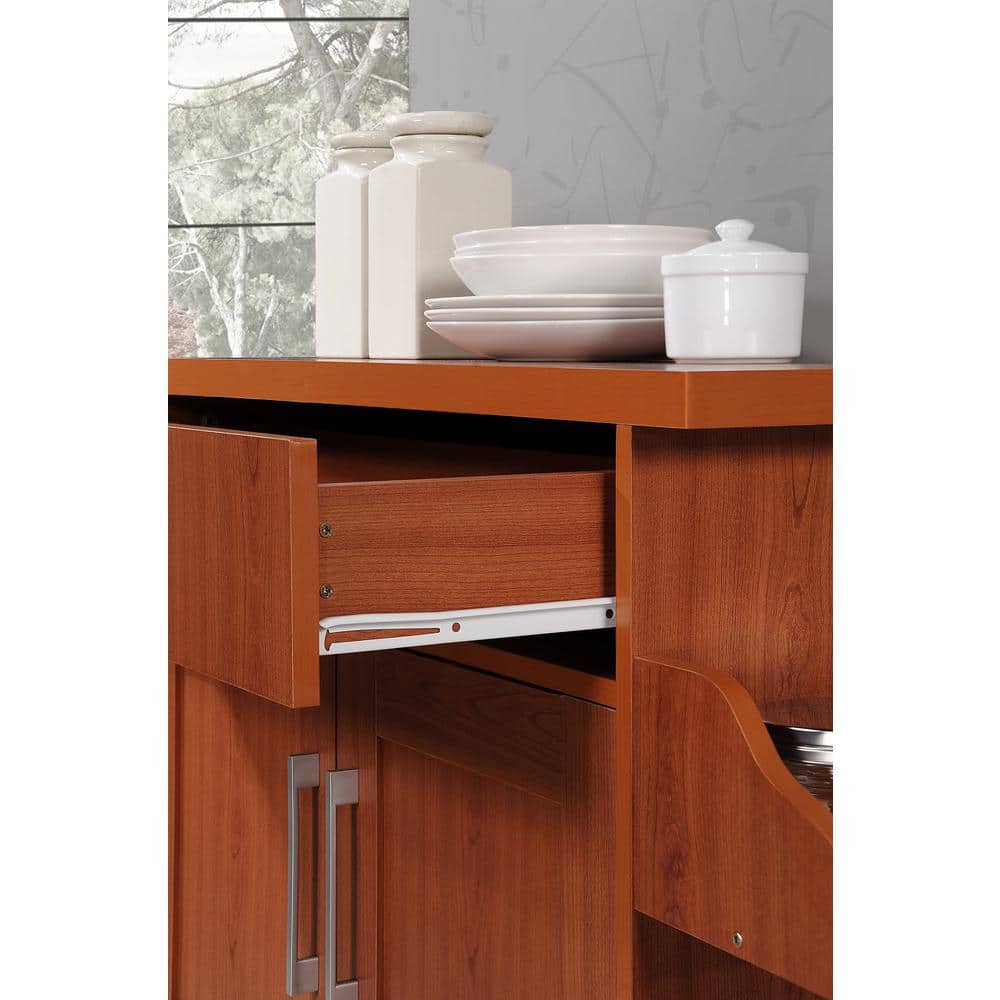 White Kitchen Island with Spice Rack and Towel Holder - thumbnail 5