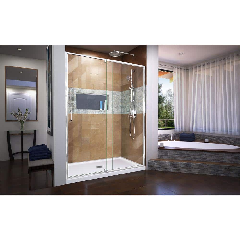 Flex 42" x 34" Brushed Nickel Semi-Frameless Pivot Shower Kit
