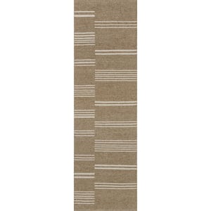 Lauren Liess Birchwood Reversible Striped Wool Sand 3 ft. x 8 ft. Runner Rug