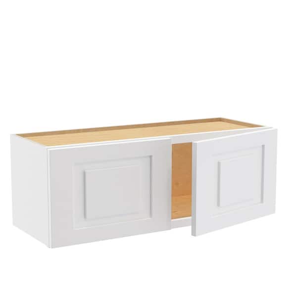 Home Decorators Collection Grayson 33 in. W x 12 in. D x 12 in. H Assembled Plywood Wall Bridge Kitchen Cabinet in Pacific White with Soft Close
