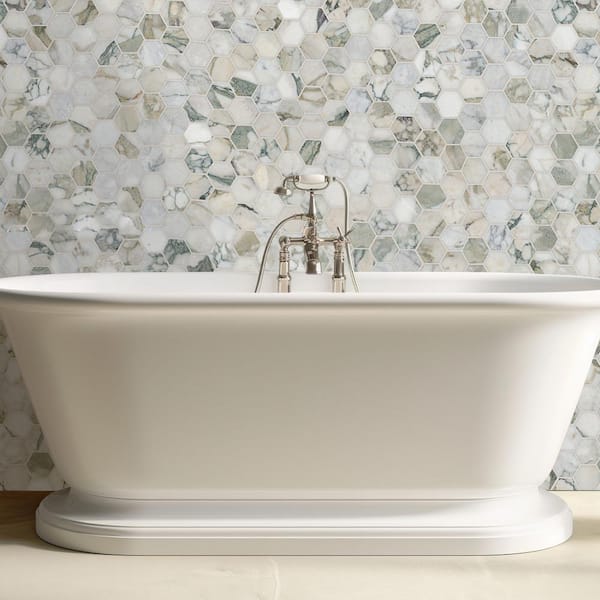 Coranado Green 12 in. x 10 in. Hexagon Honed Marble Mosaic Floor and Wall Tile (0.87 sq. ft. /Each)