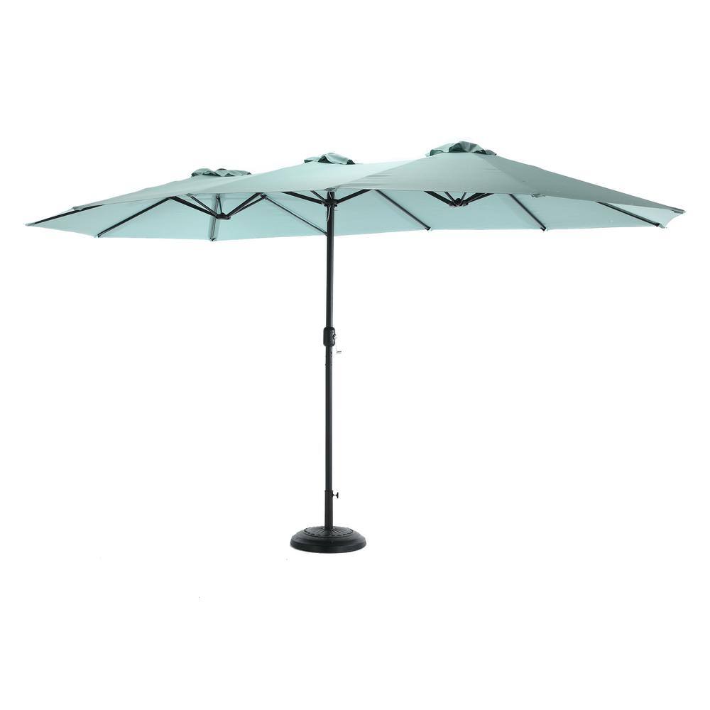 14.8 ft. Steel Rectangular Market Double Sided Patio Umbrella in Light Green with Crank for Porch, Garden and Backyard price history on PriceWatchPro