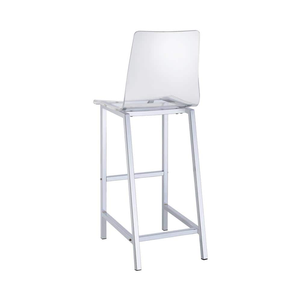 Clear Acrylic and Chrome 30" Modern Bar Stools, Set of 2