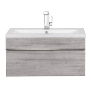 Trough 30in. W x 16in. D x 15in. H Sink Wall-Mounted Bathroom Vanity Side Cabinet in Soho with Acrylic Top in White